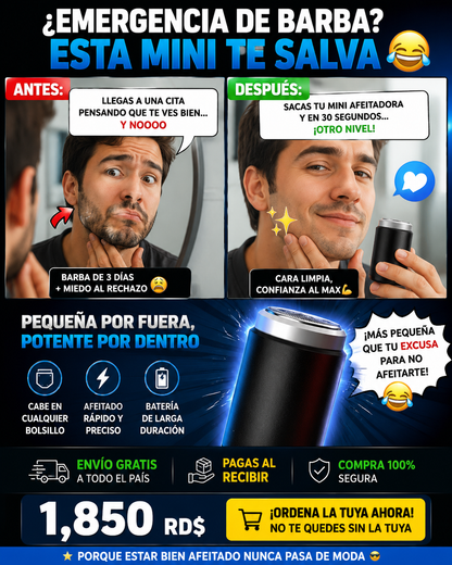 MINI AFEITADORA PORTATIL RECARGABLE -  A PRUEBA DE AGUA.