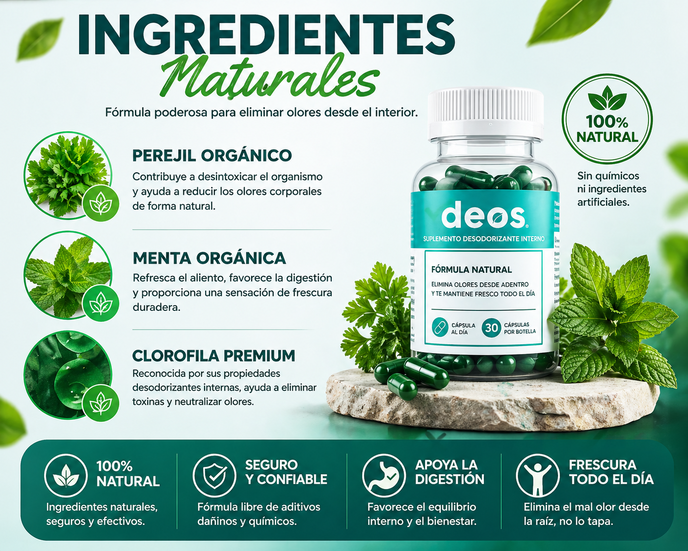 DEOS / DESODORANTE INTERNO / SUPLEMENTO CORPORAL, CONTROL DE OLOR