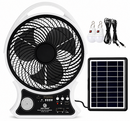 ABANICO RECARGABLE 14" SOLAR CON ALTAVOZ